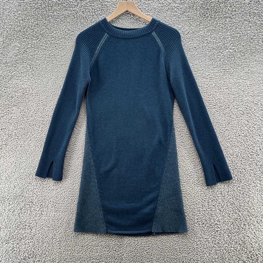 SmartWool Sweater Dress Medium Blue Merino Wool Long Sleeve Knee Length Sporty